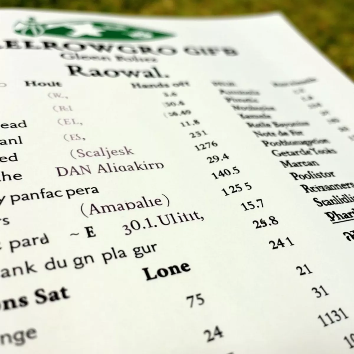 Close-Up Of Arrowood Golf Course Scorecard