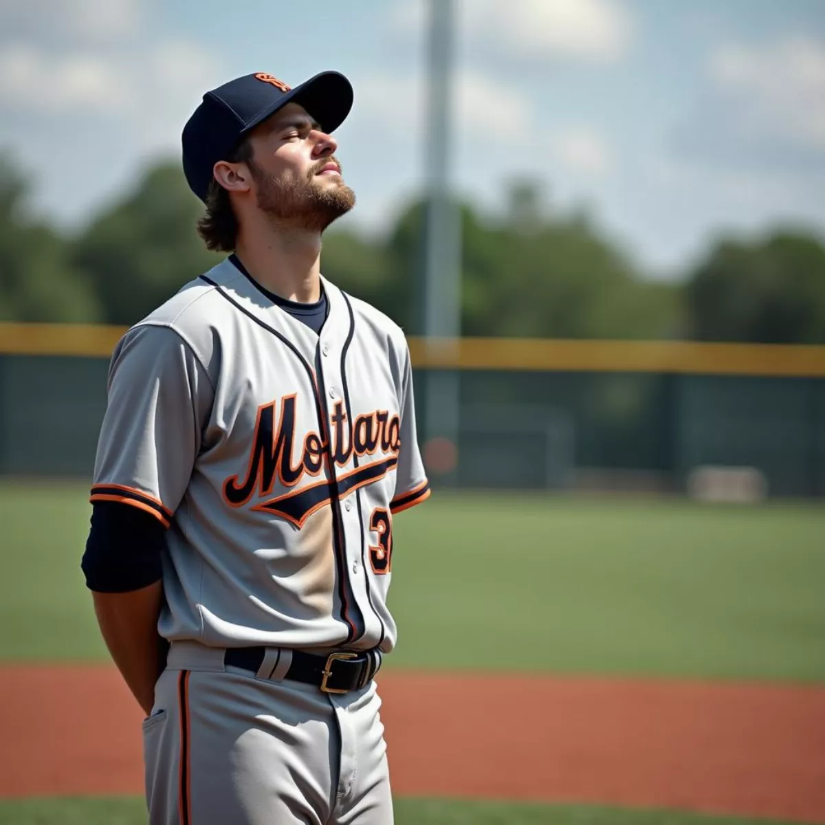 Baseball Player Doing Breathing Exercises