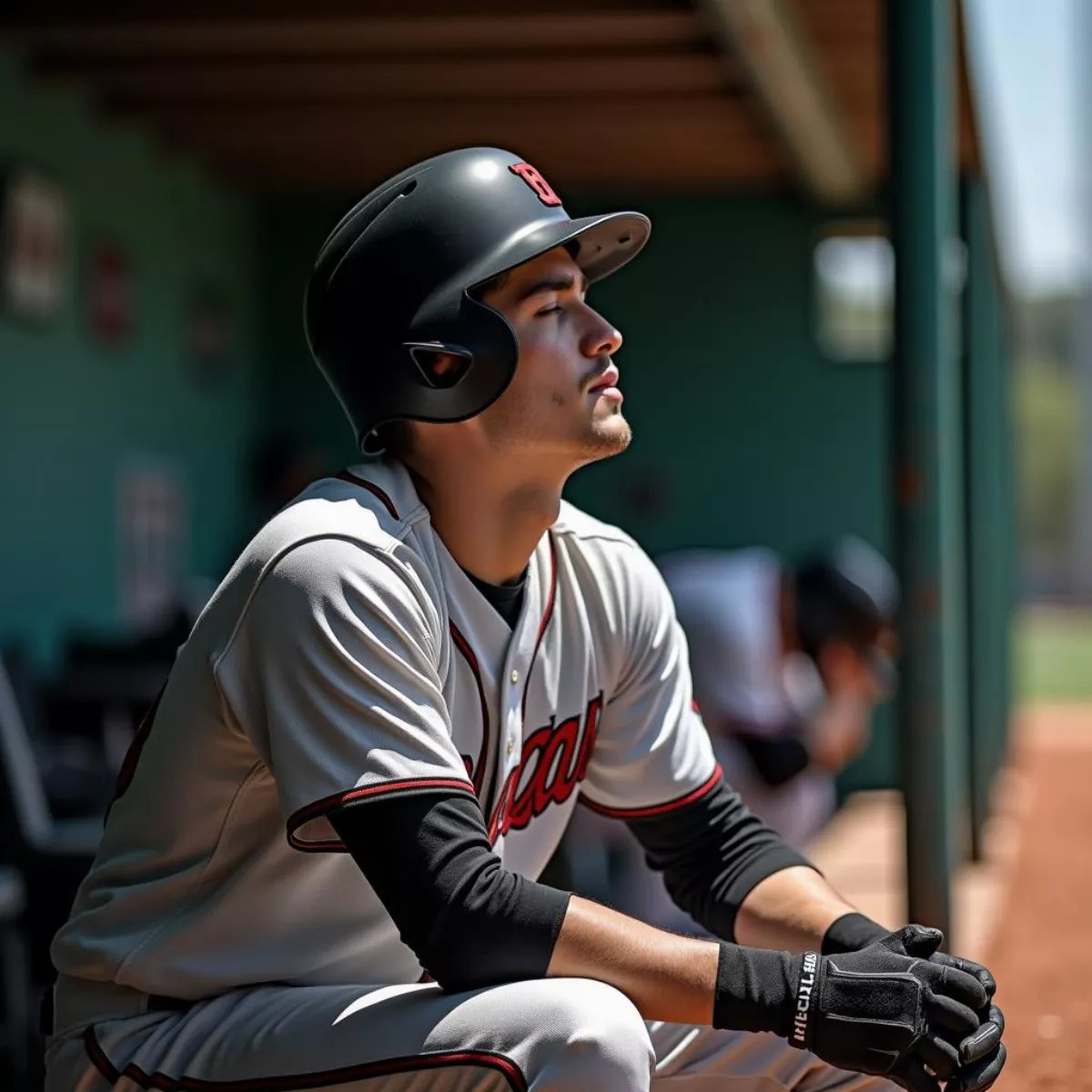 Baseball Player Visualizing Success In The Dugout