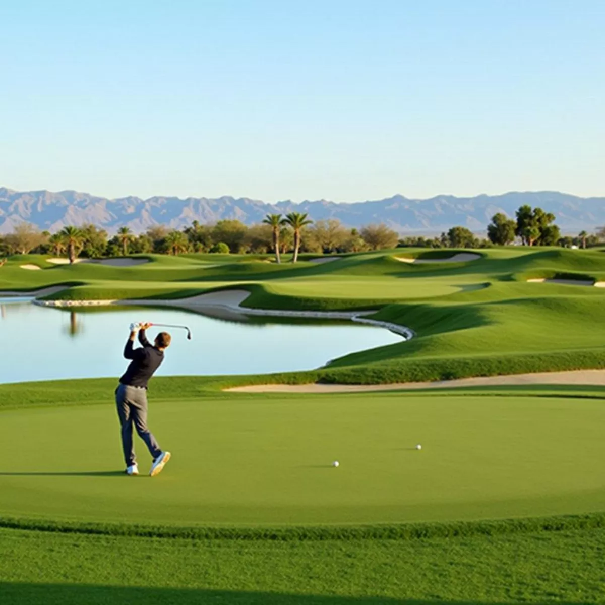 Golfers Playing On Hole 14 At Bear Creek Golf Course