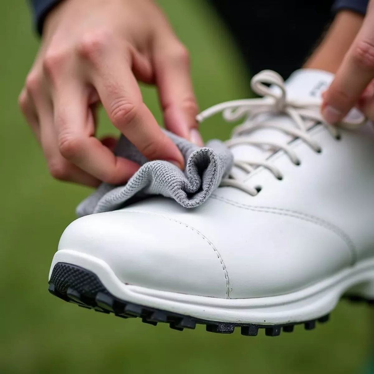 Cleaning White Golf Shoes With A Cloth