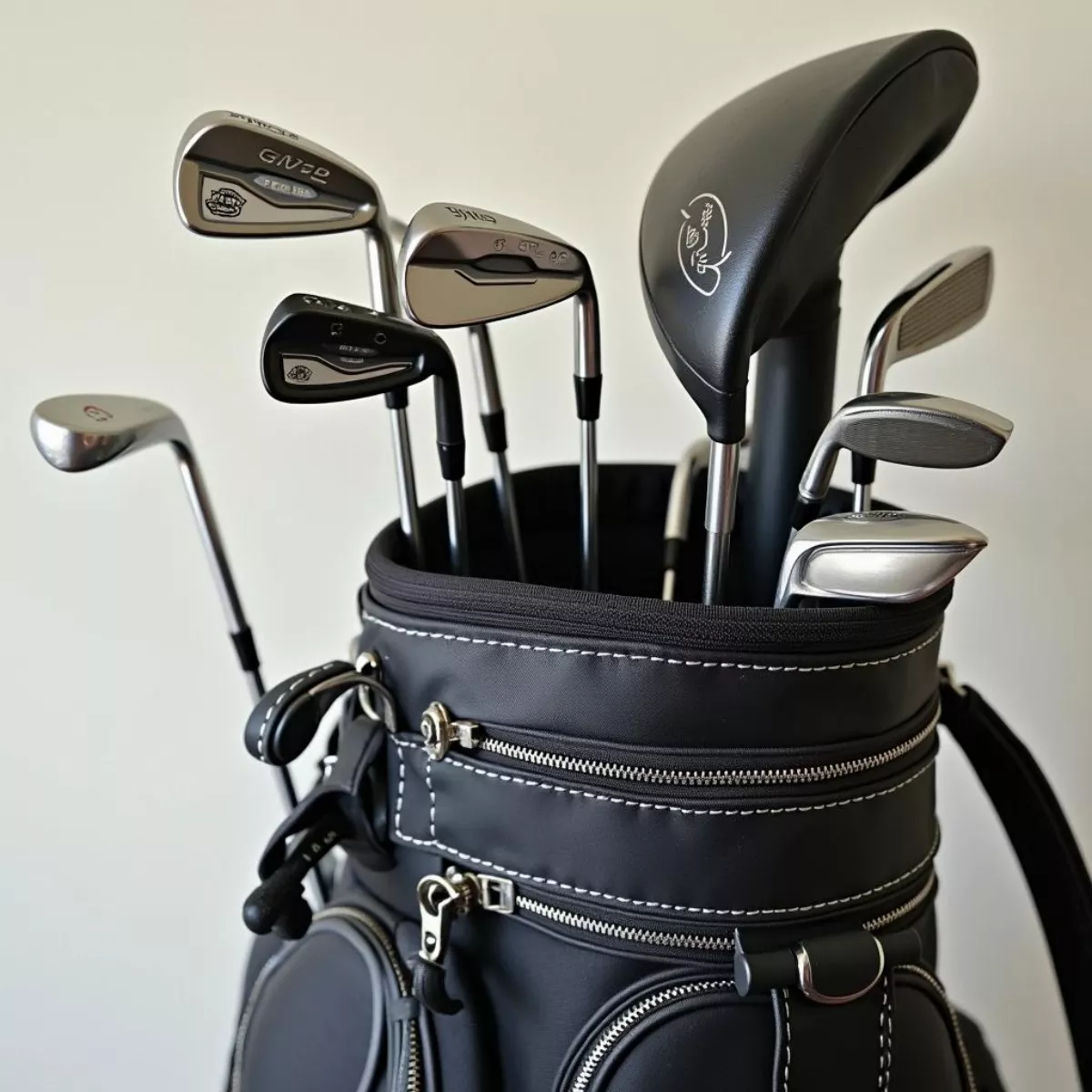 Various Golf Clubs In A Golf Bag