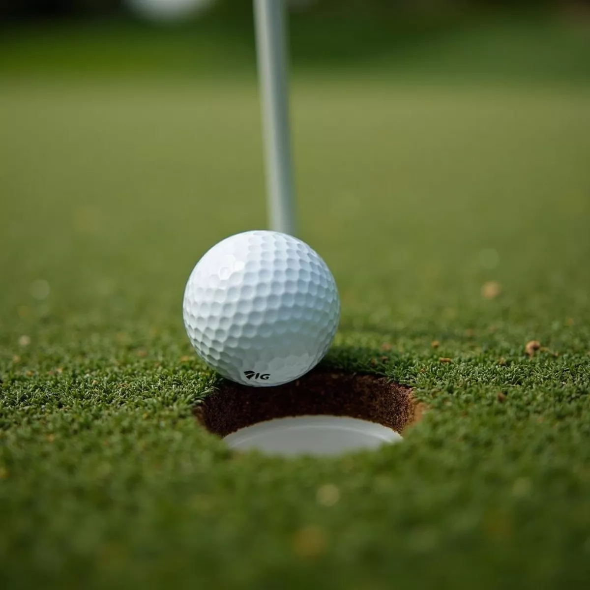 Golf Ball Landing On The Green Near The Hole