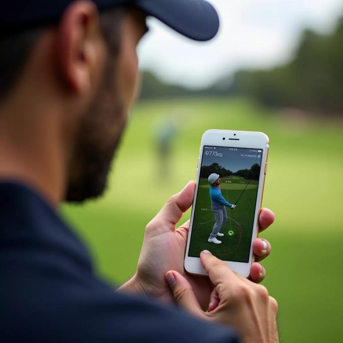 Golfer Using Swing Analyzer