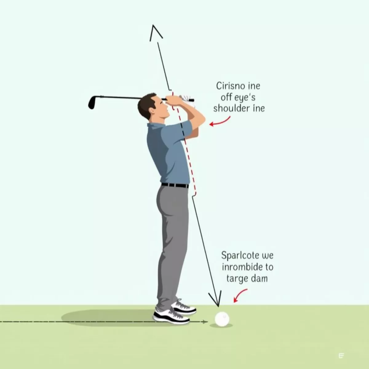 Golfer Addressing The Putt With Correct Alignment