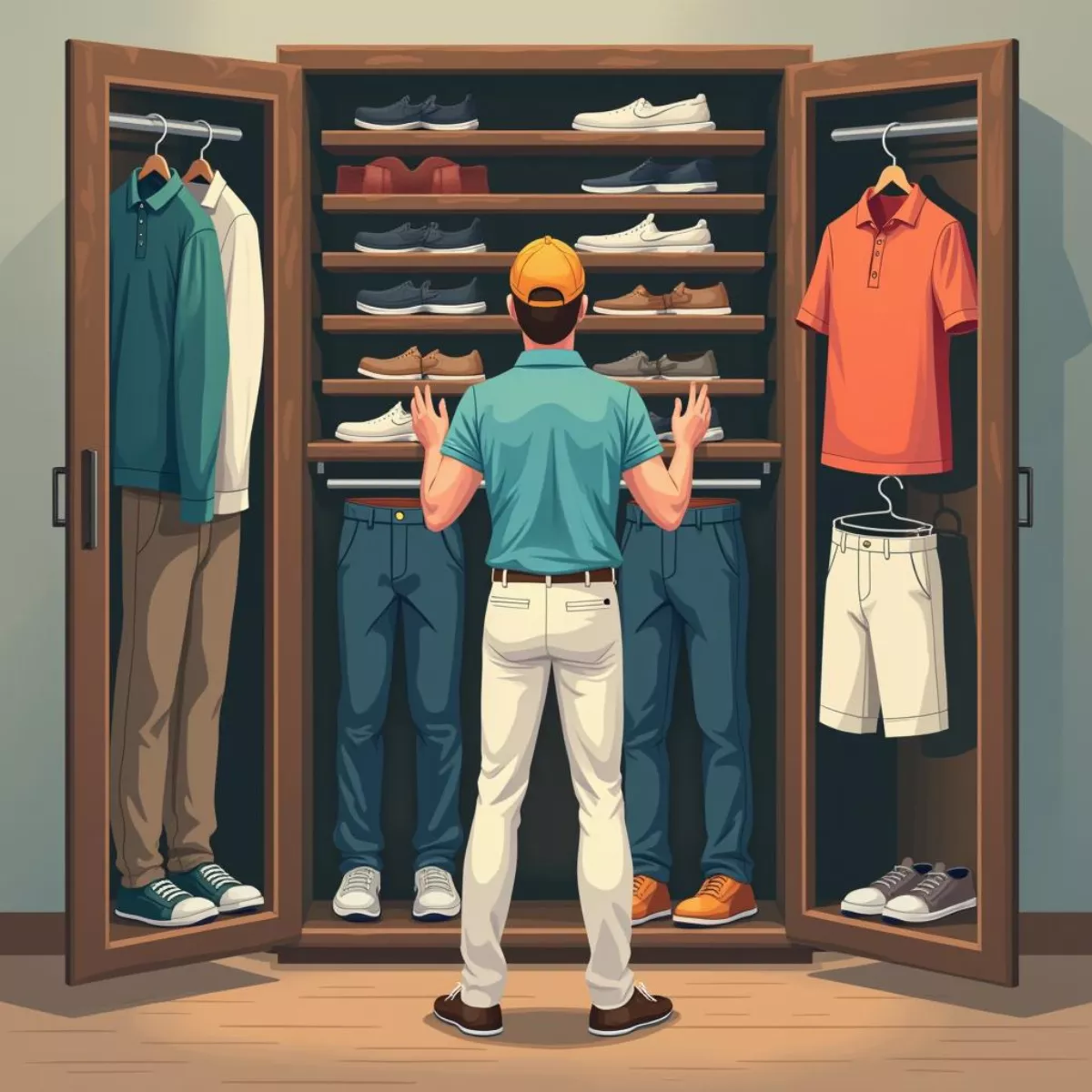 Golfer Choosing Outfit