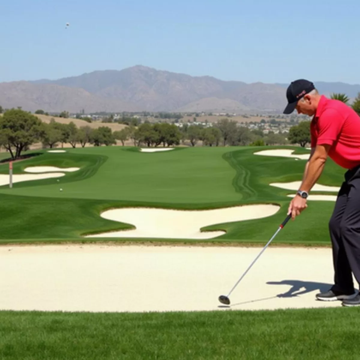 Golfer Escaping Sand Trap At Pine Valley