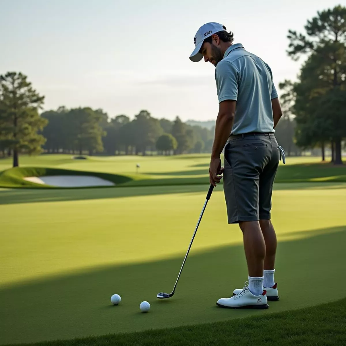 Golfer Evaluating Green Slope