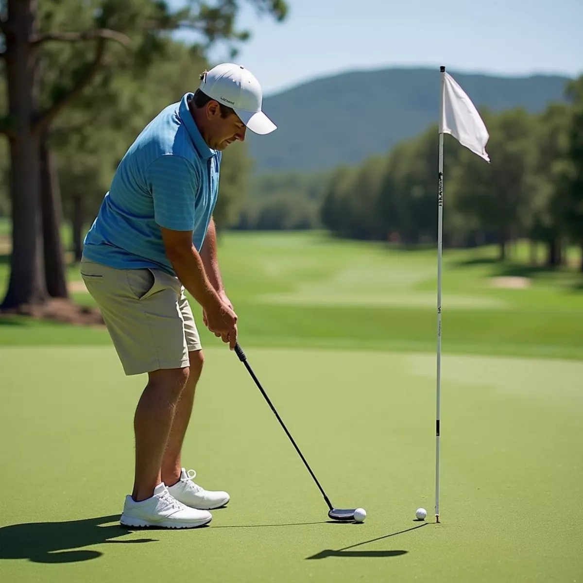 Golfer Aiming Putt Using Aimpoint