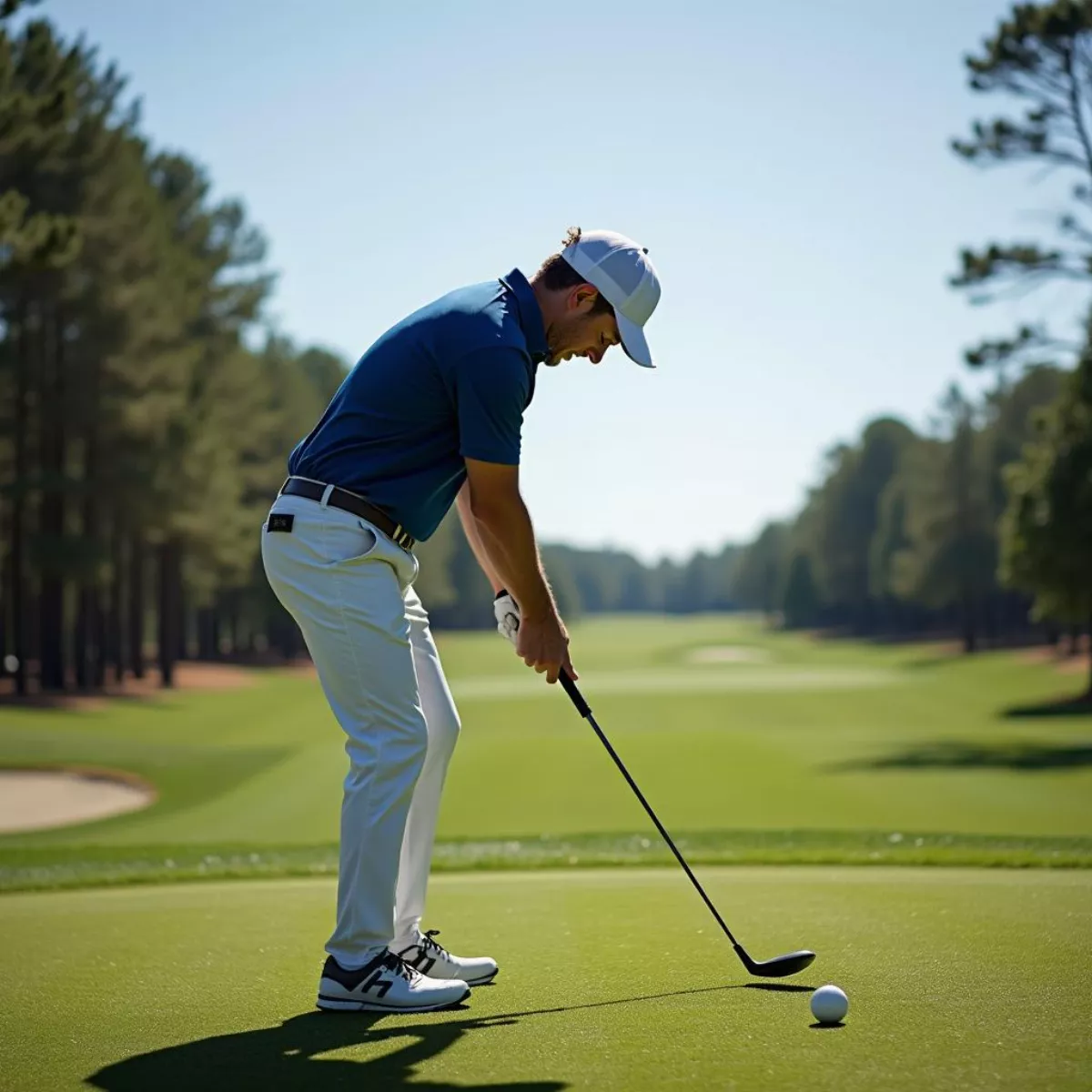 Golfer Practicing Flop Shots At The Driving Range