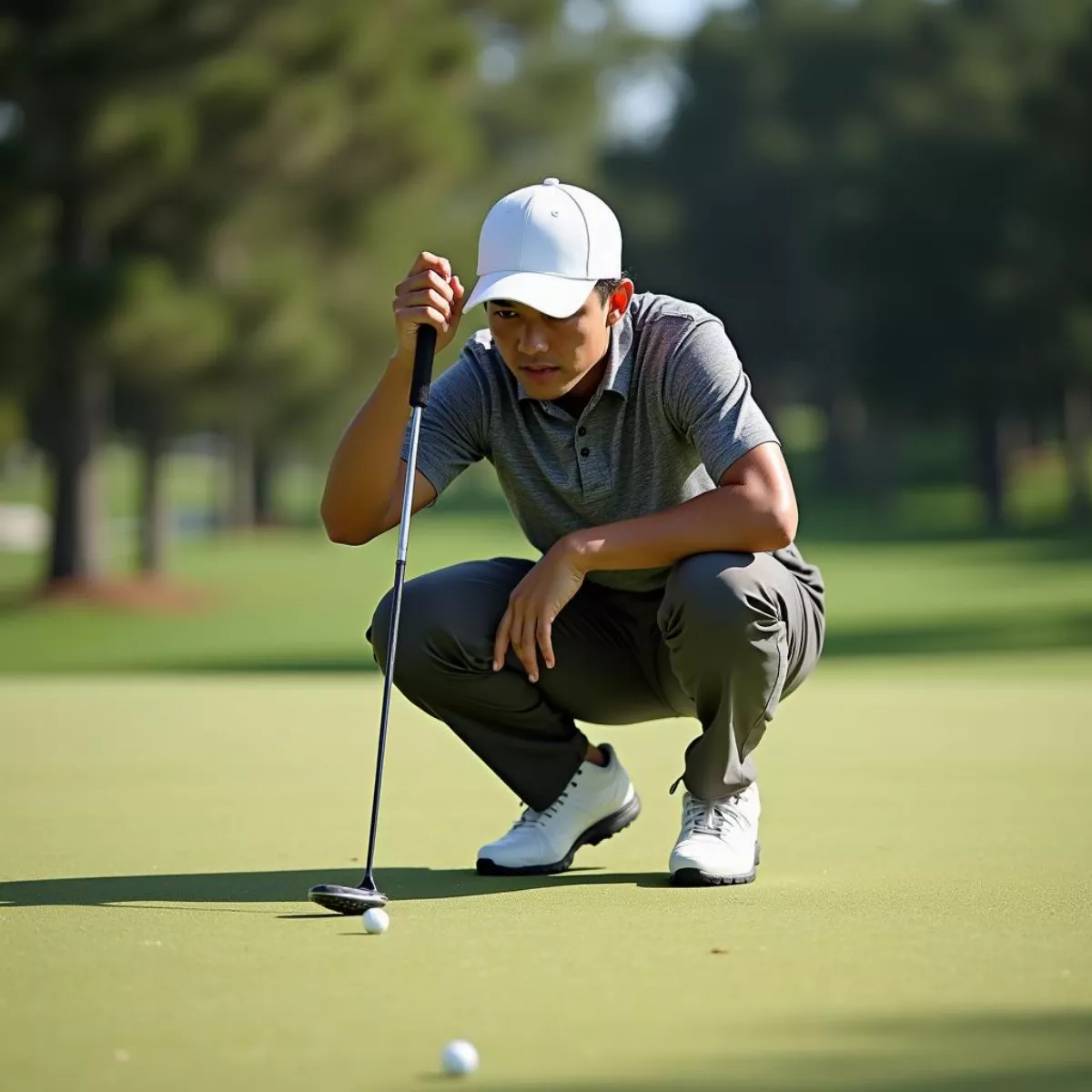 Golfer Reading The Green