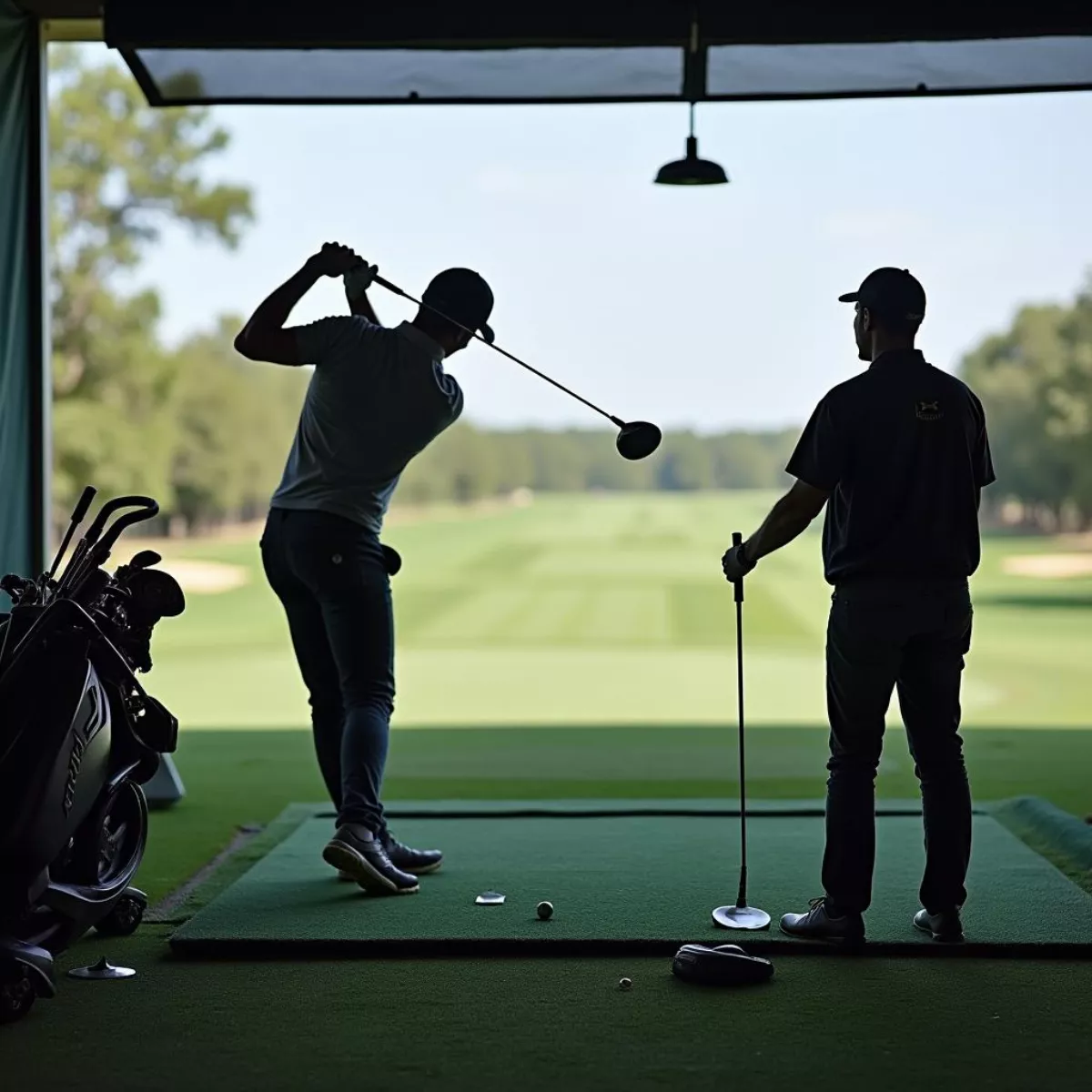 Golfer Testing Drivers