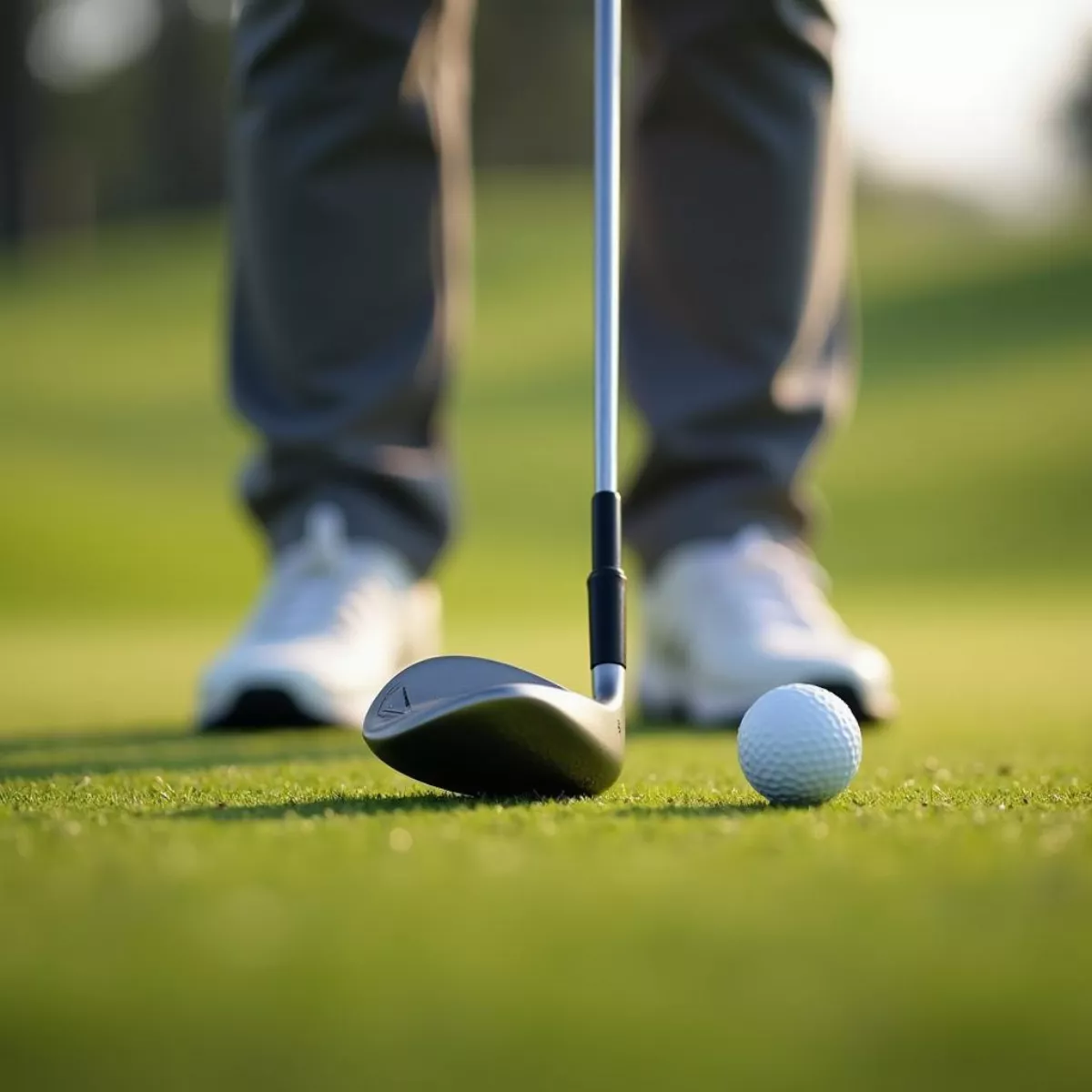 Golfer Using Wedge Near Green