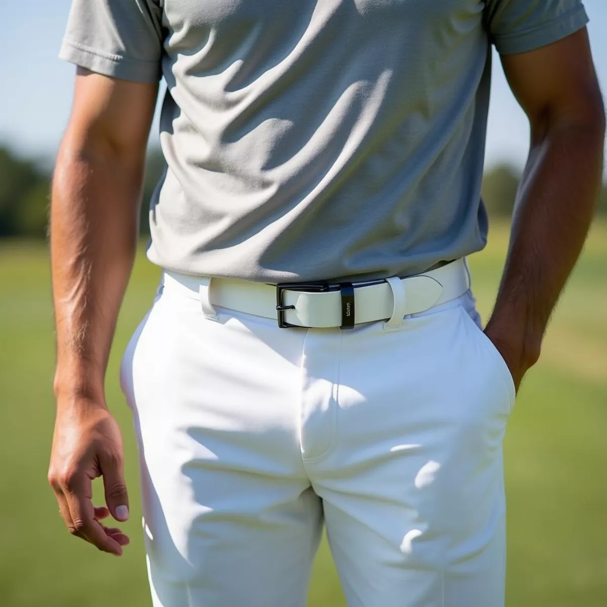 Golfer Sporting A White Belt On The Course