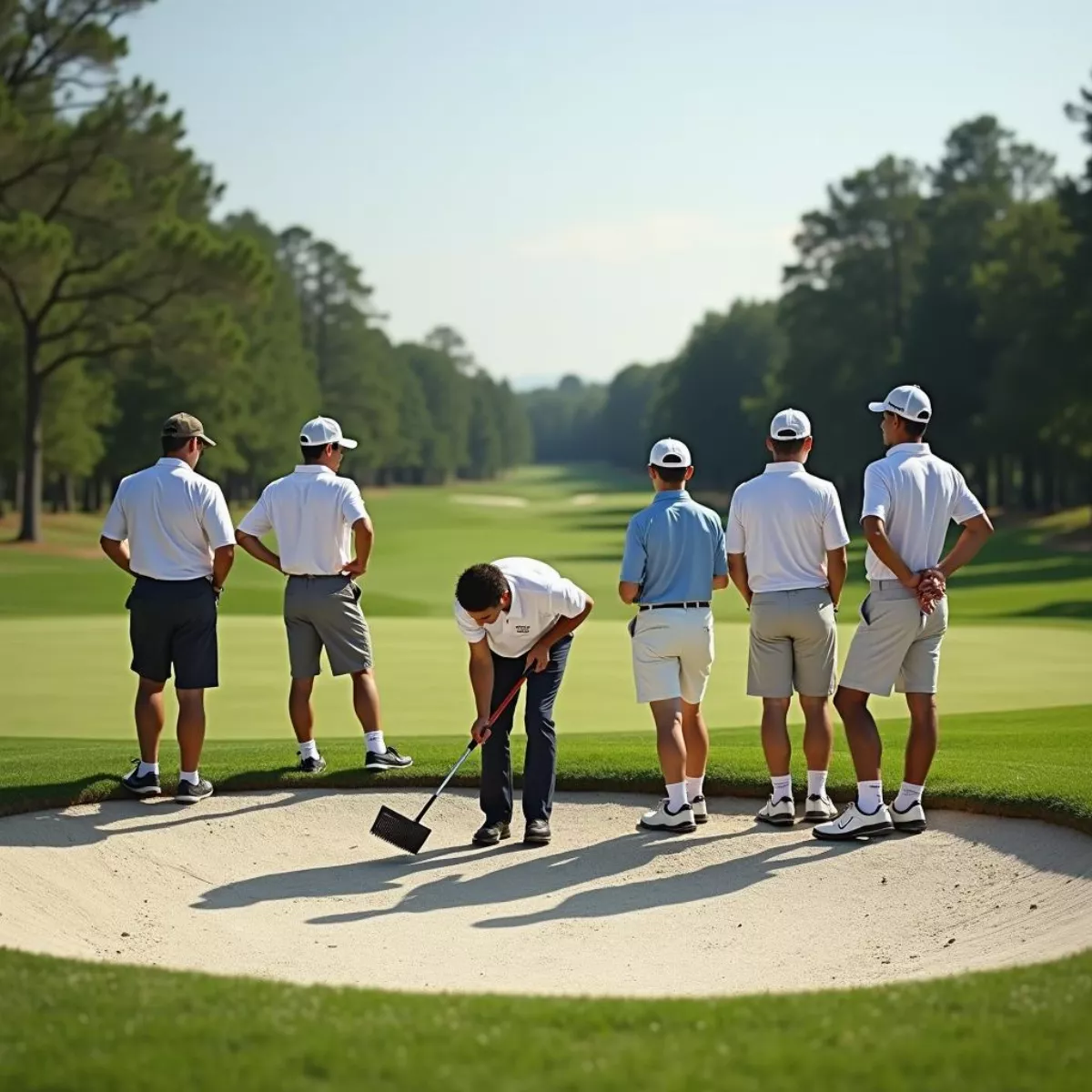 Golfers Waiting Their Turn, Respecting Course Etiquette