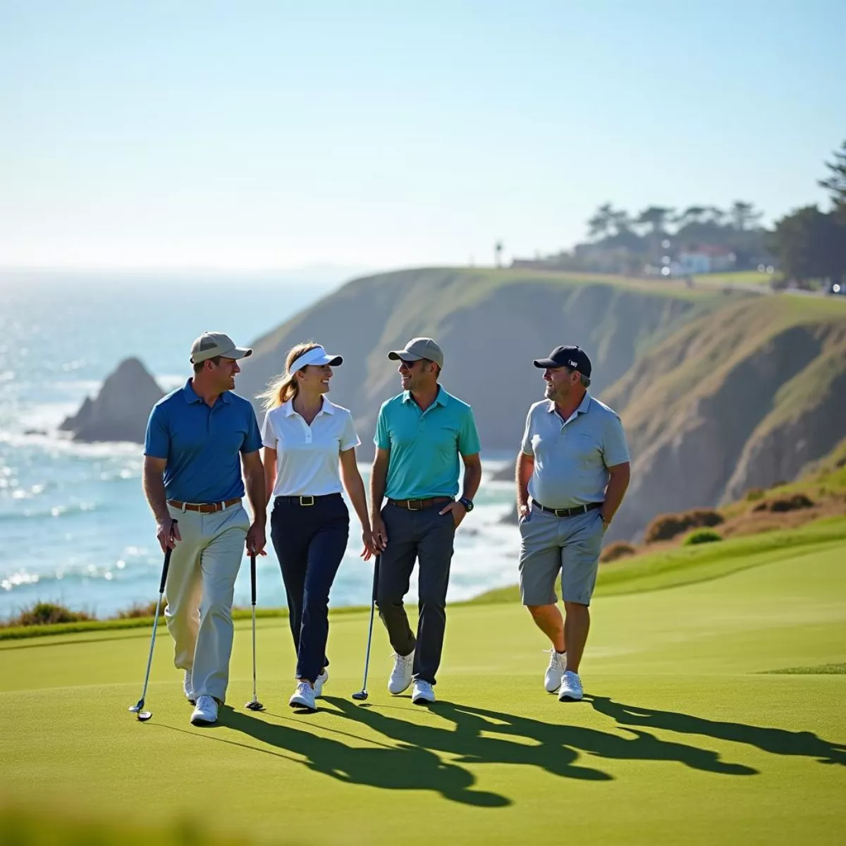 Golfers On Green In Monterey