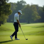 Professional Golfer Teeing Off