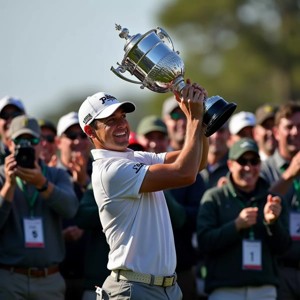 Professional Golfer Winning Trophy