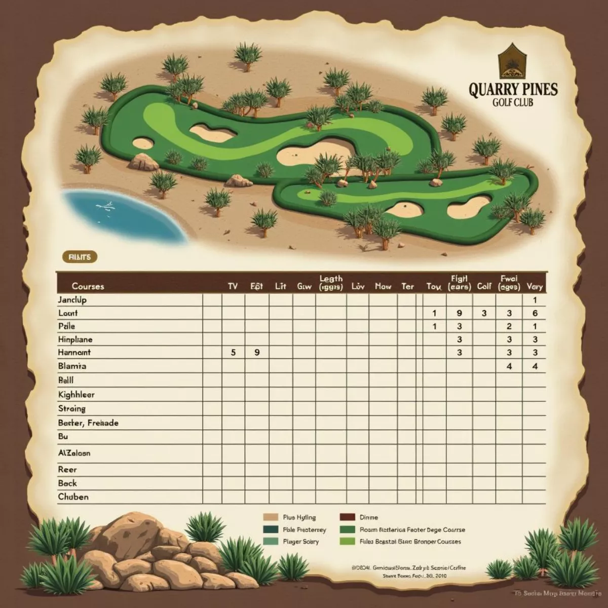 Quarry Pines Golf Scorecard