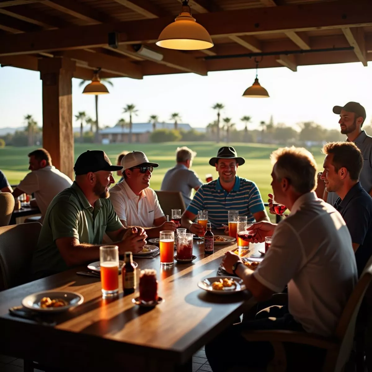 Golfers Socializing At Royal Palms Clubhouse