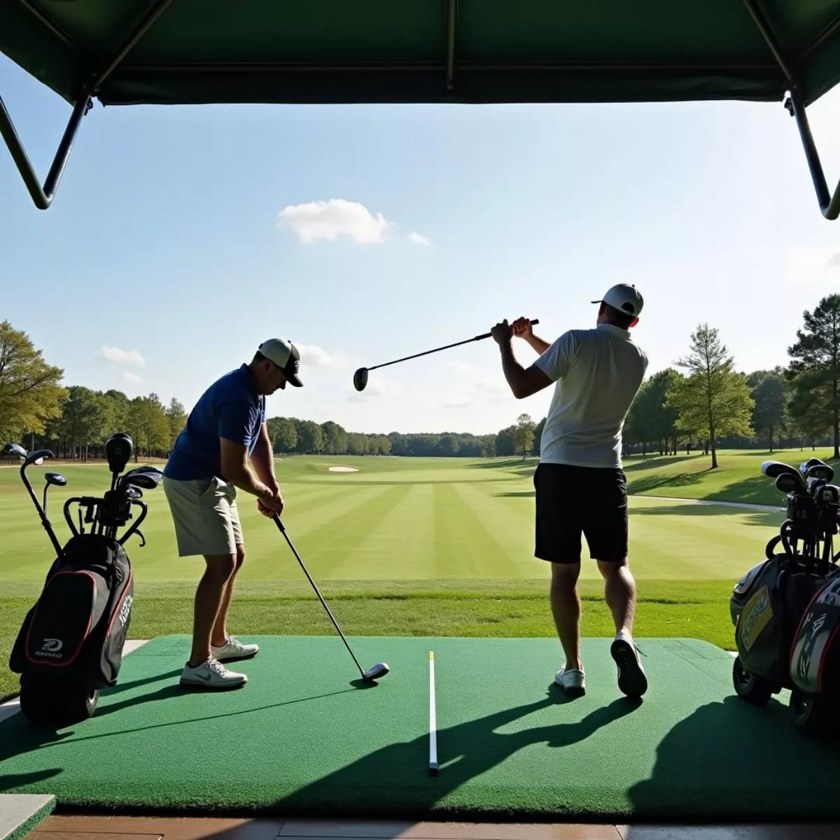 Golfers Practicing At The Driving Range In Southern Ridge