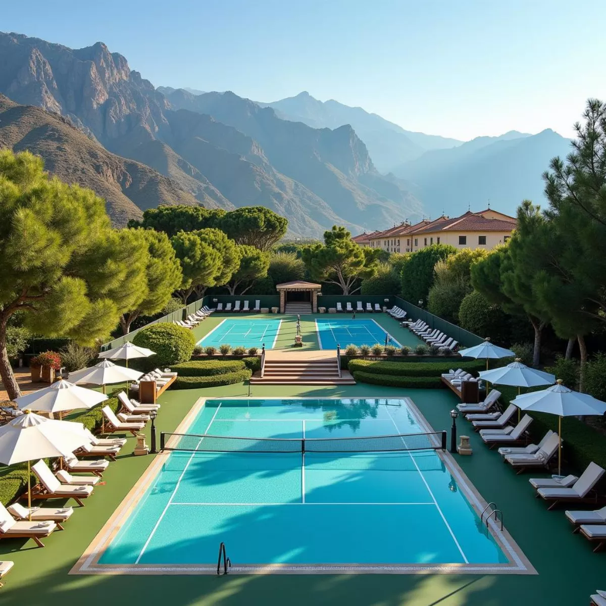 Tennis Court And Swimming Pool At Andalusia