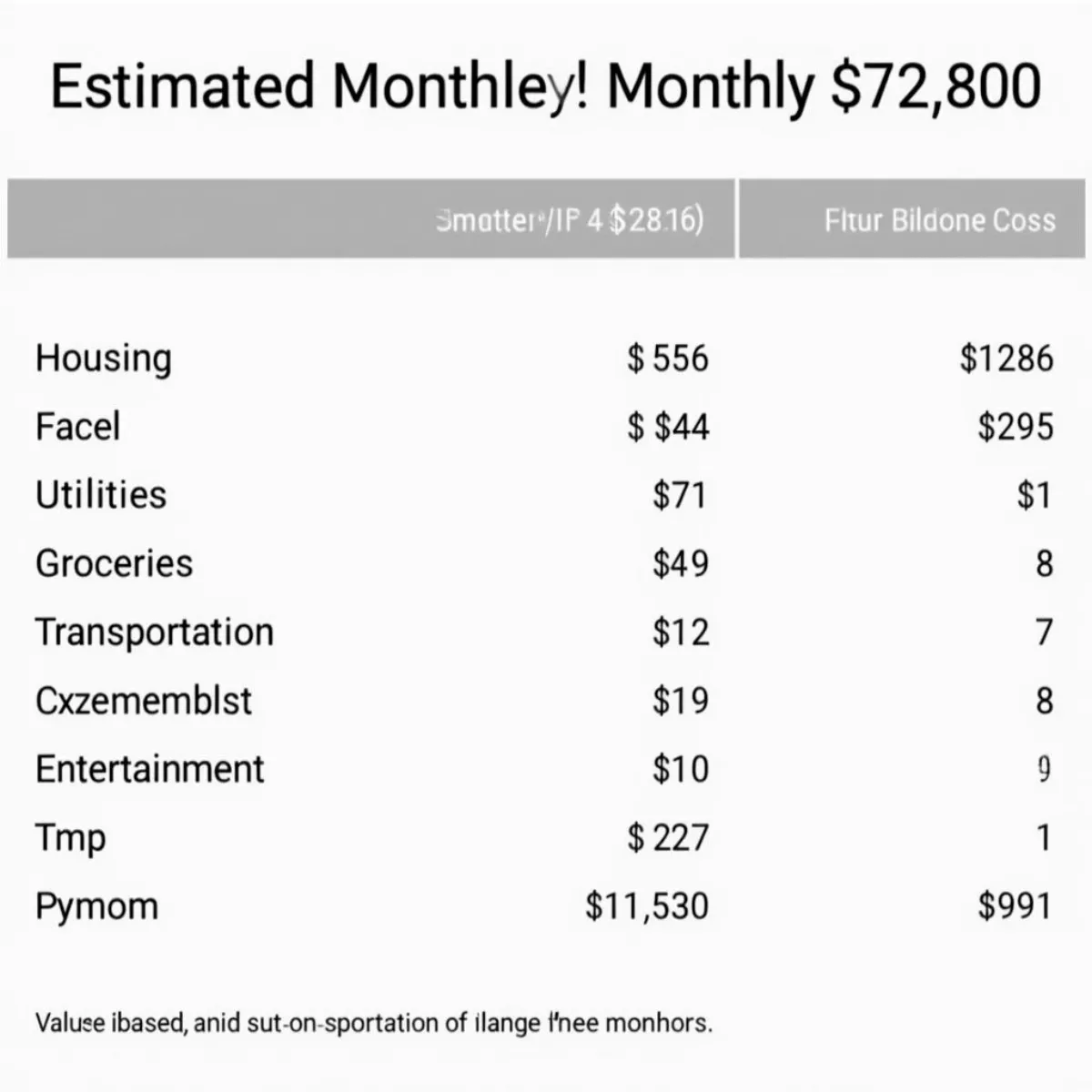 Annual Salary And Lifestyle Choices Table