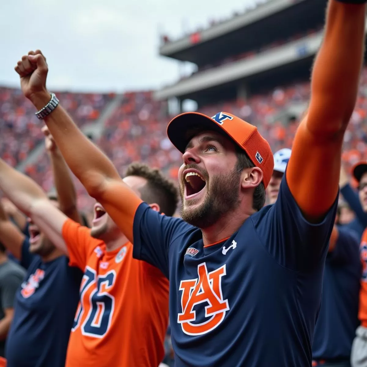 Auburn Fans Cheering In The Stands