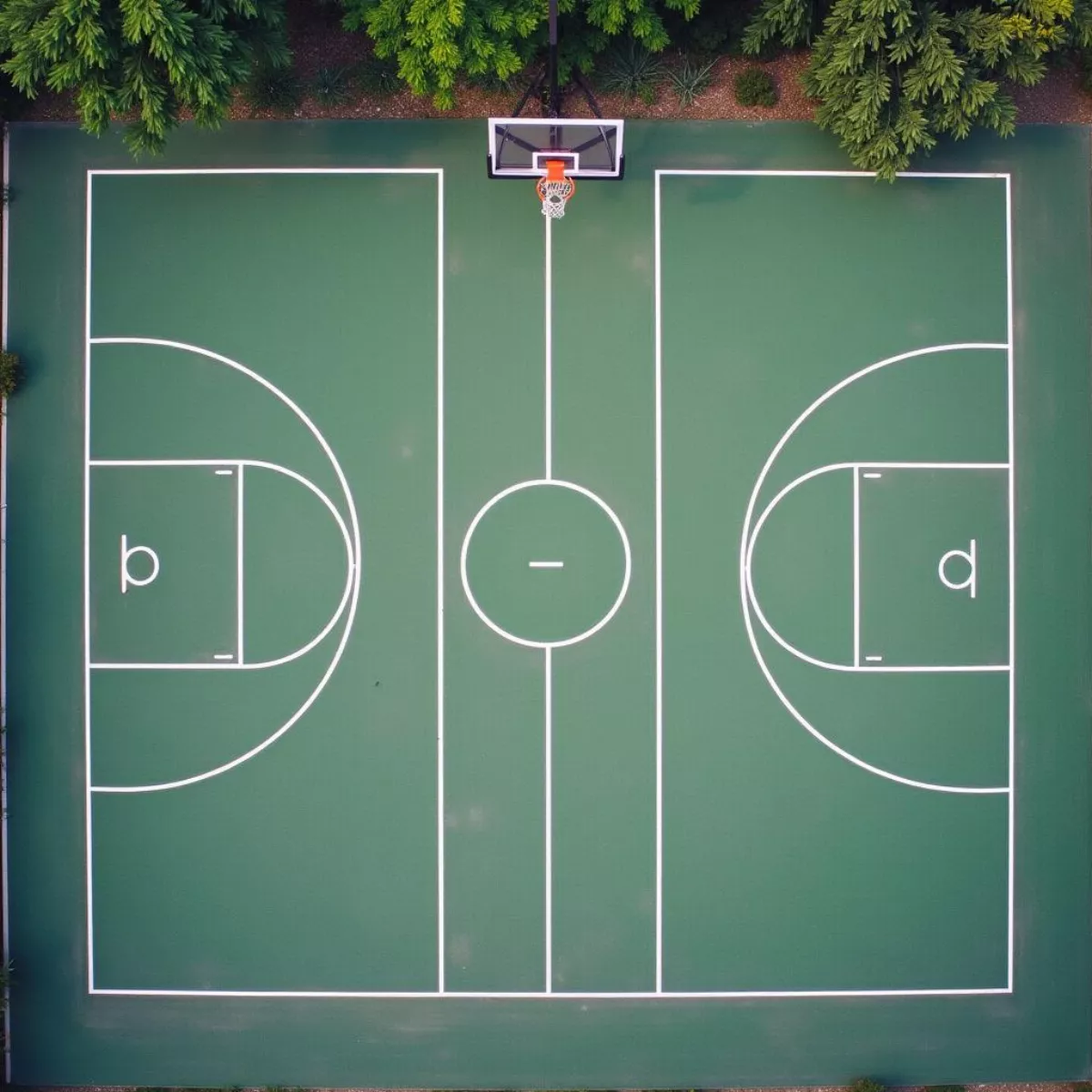 Basketball Court With Marked Dimensions