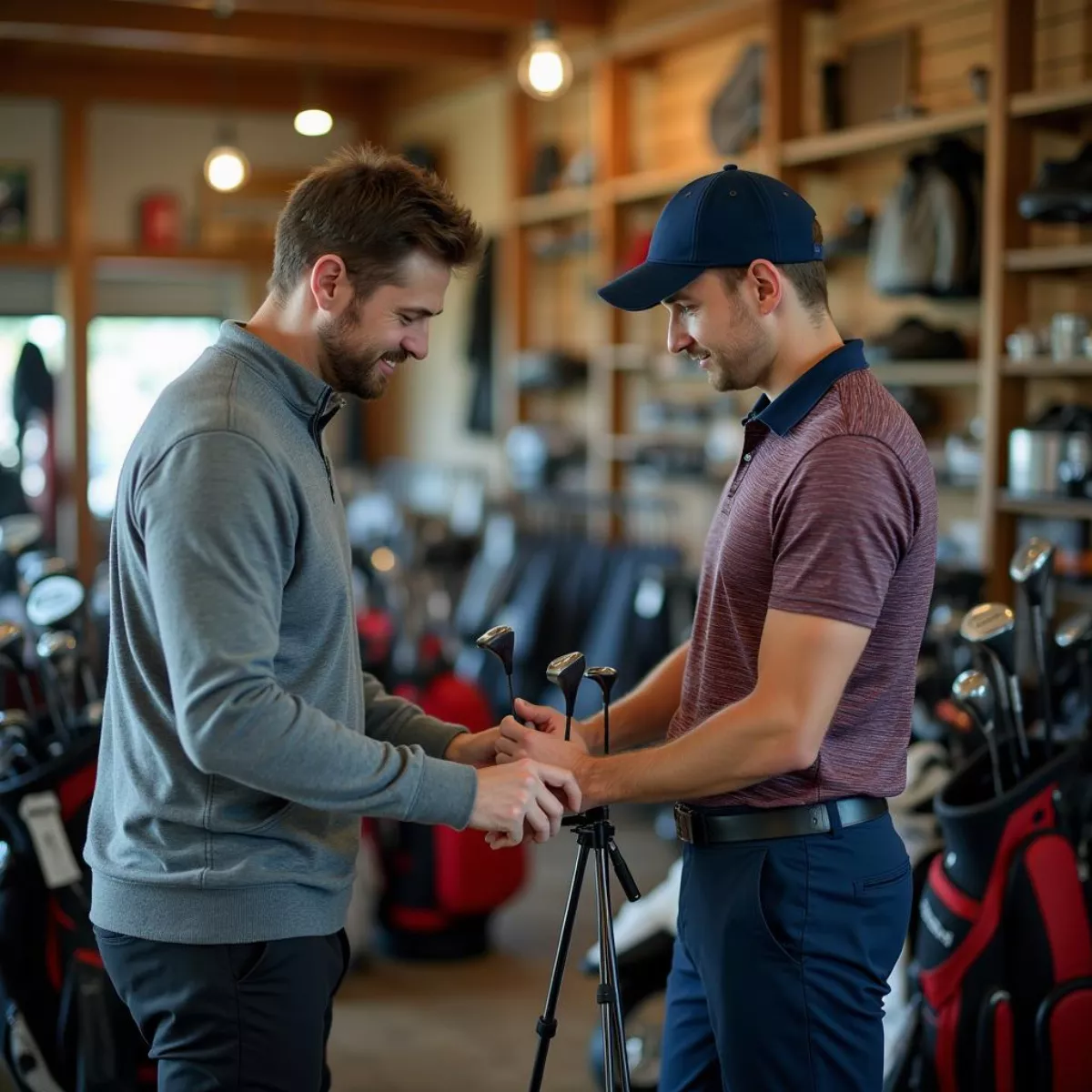 Beginner Golfer Choosing Clubs