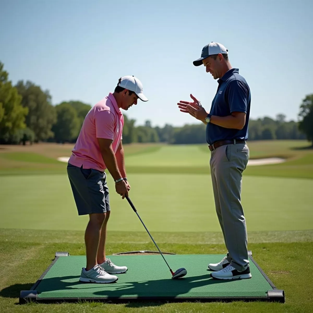 Beginner Golfer Taking A Lesson