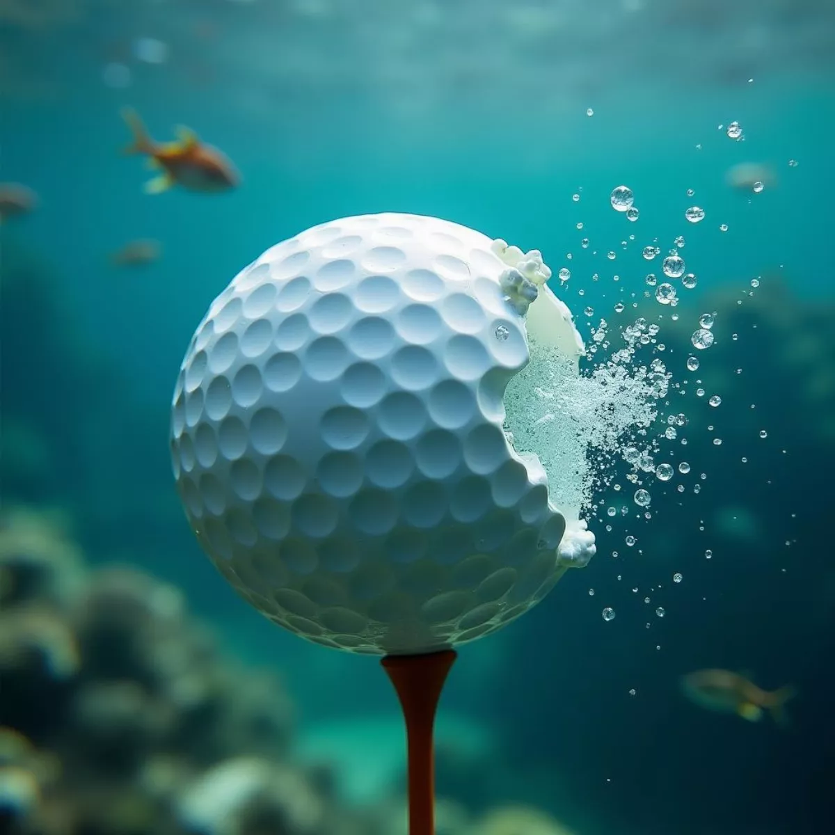 Biodegradable Golf Ball Decomposing Underwater