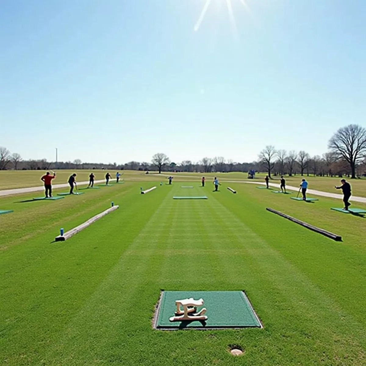 Golfers Practicing At Bixby'S Driving Range