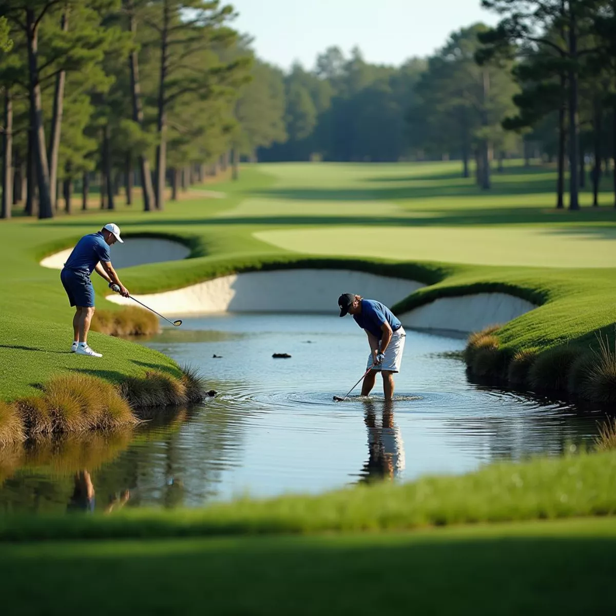 Golfers Playing Hole 6 At Bixby Golf Course