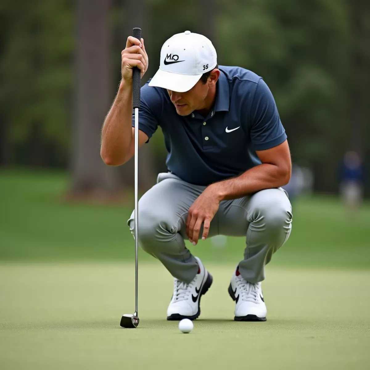 Brooks Koepka Lining Up A Putt