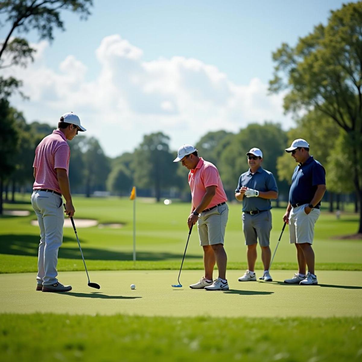 Golfers Playing On 9-Hole Course