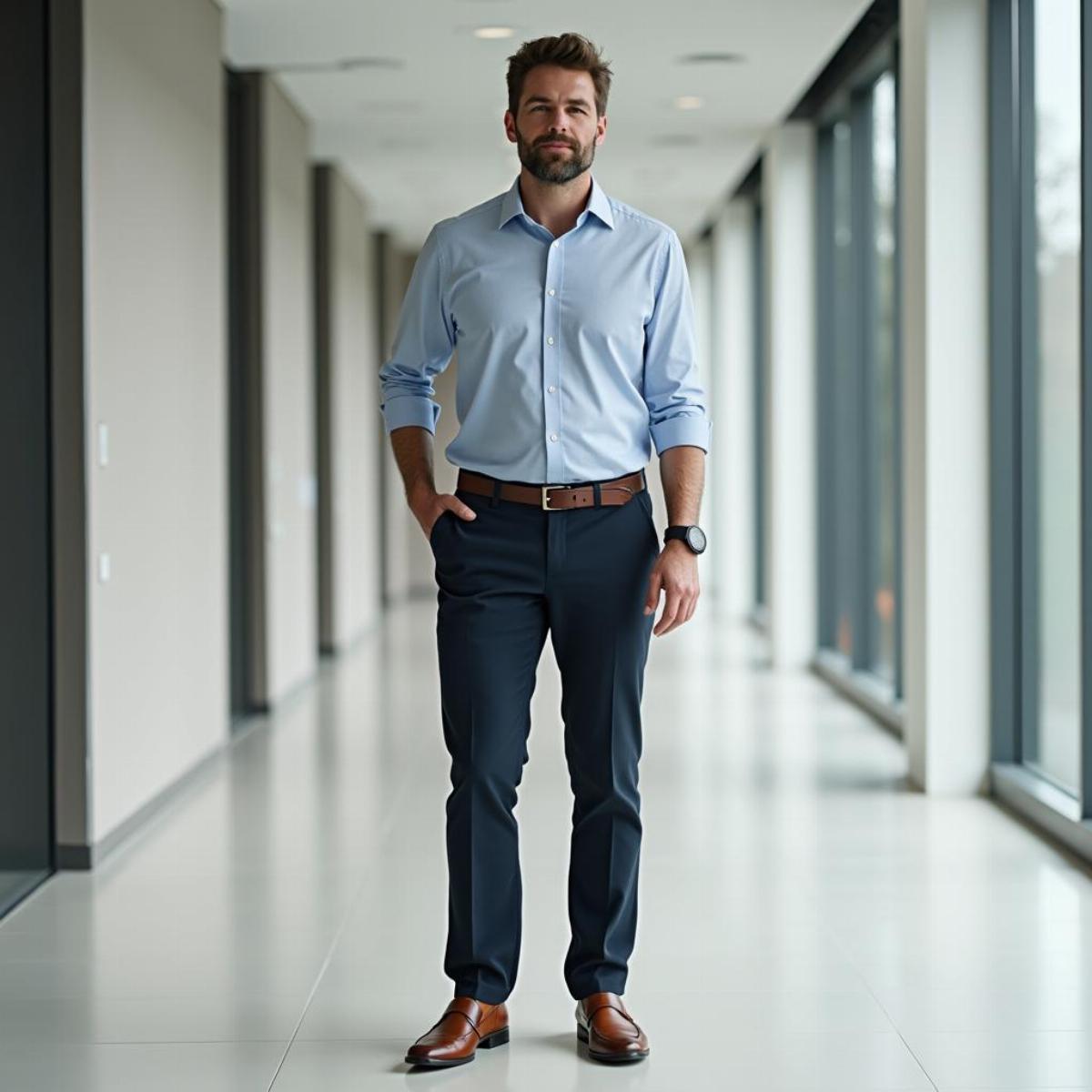 Man In Business Casual Outfit With Golf Pants