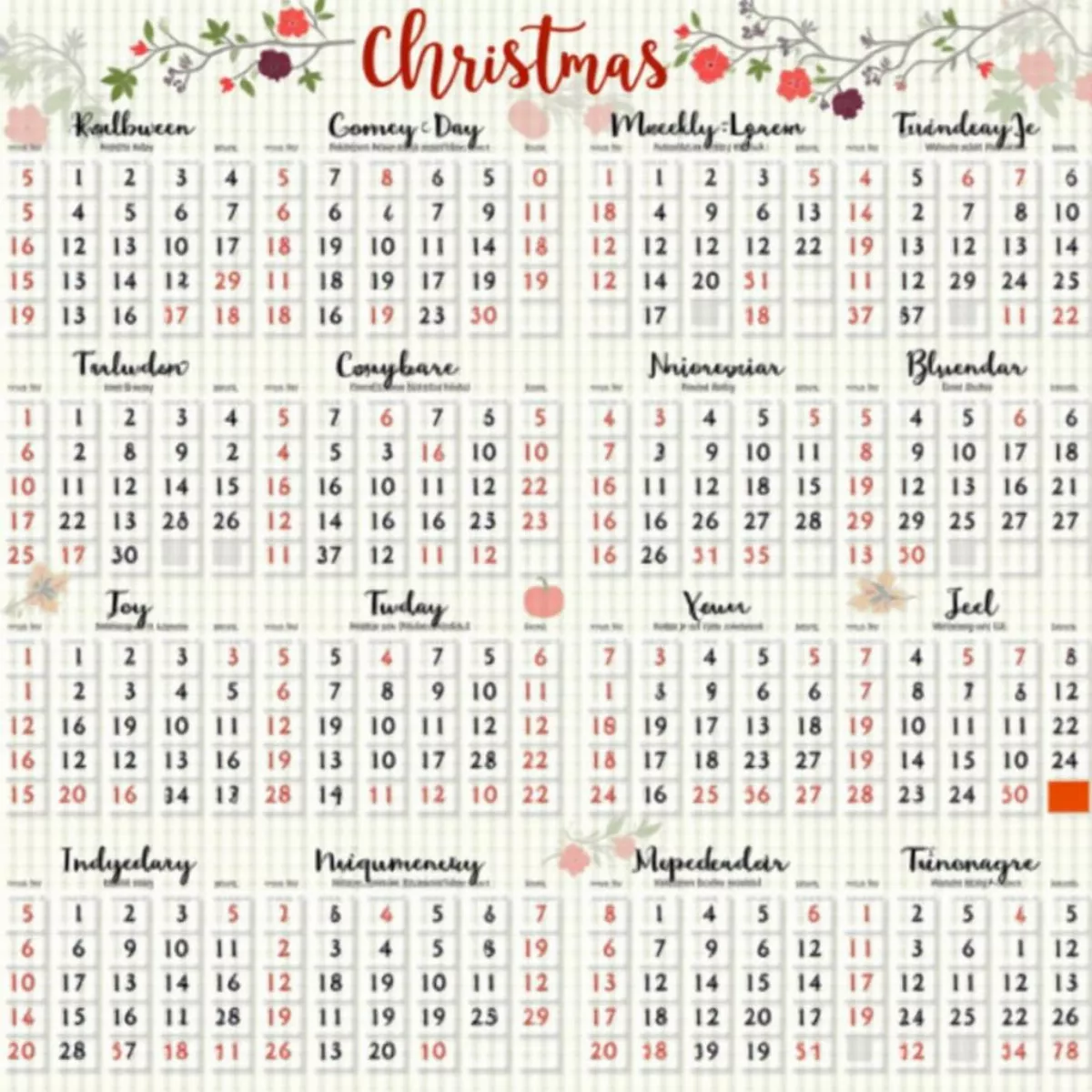 Calendar With 66 Weeks Marked And Holidays Highlighted