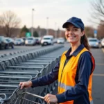 Cart attendant collecting shopping carts