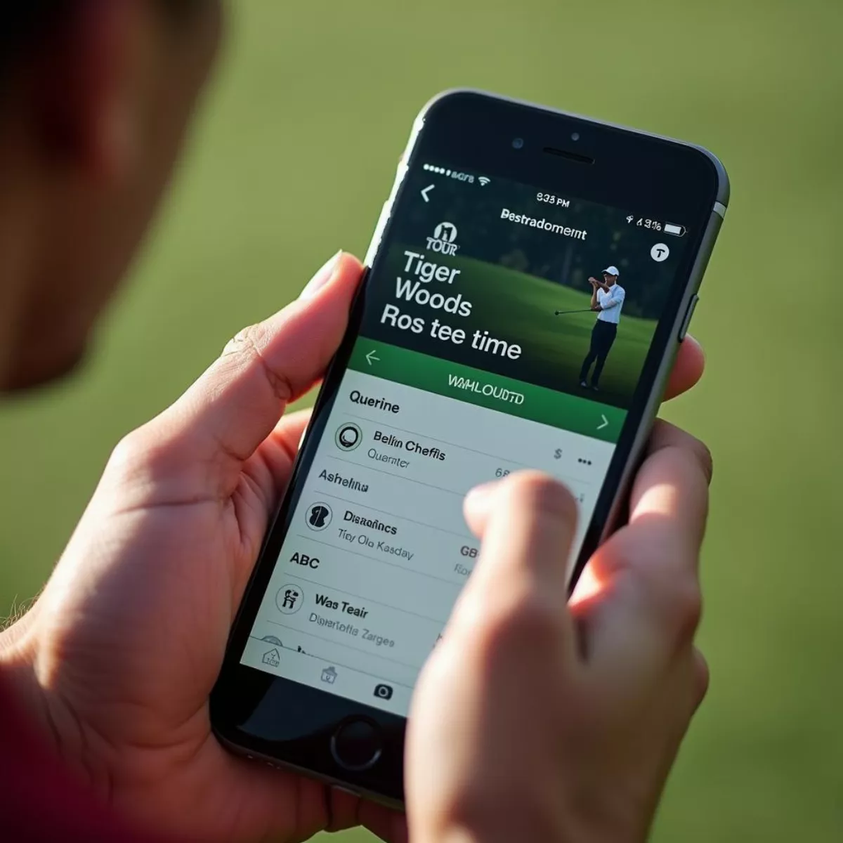 Checking Tiger Woods' Tee Time On Smartphone