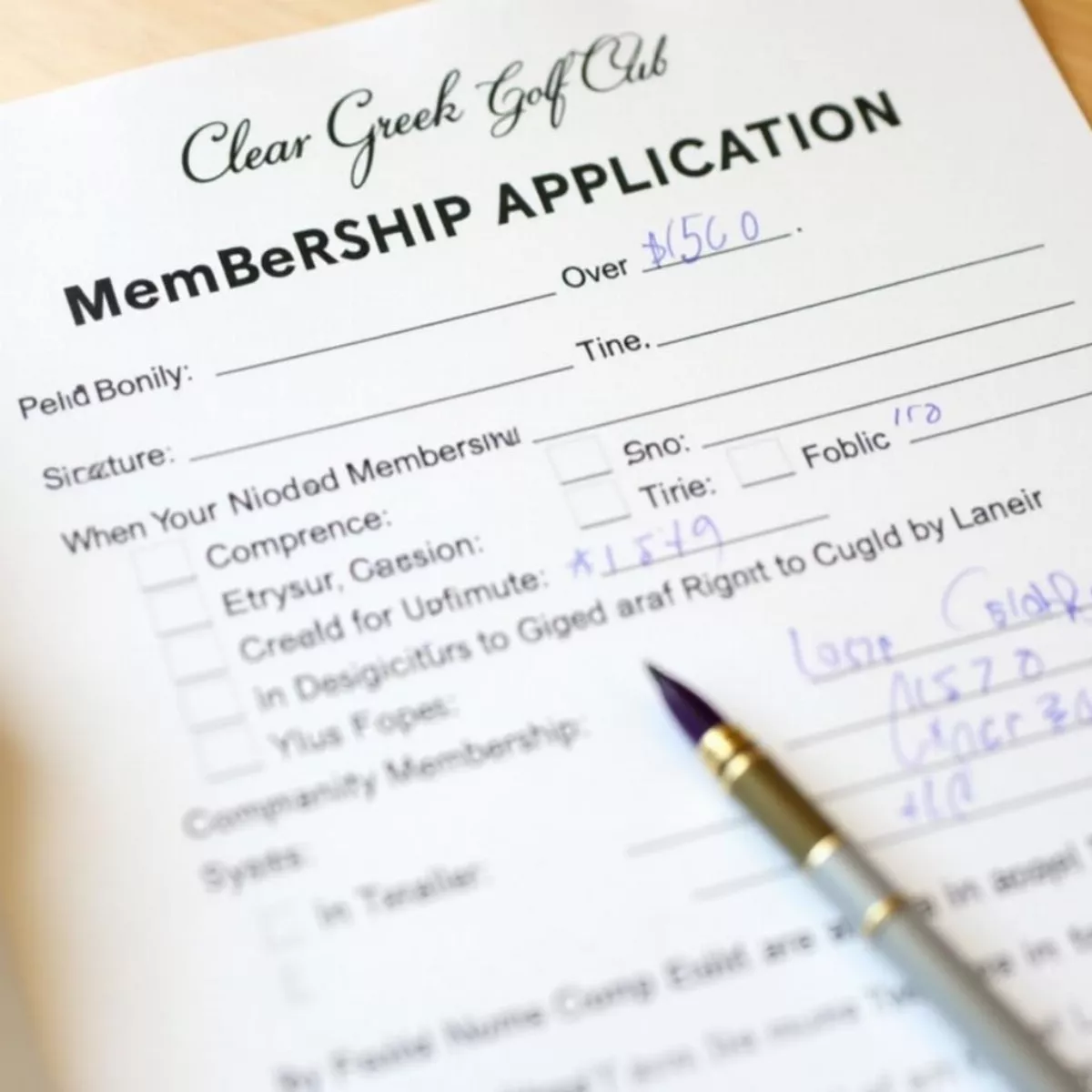 Clear Creek Golf Club Membership Application