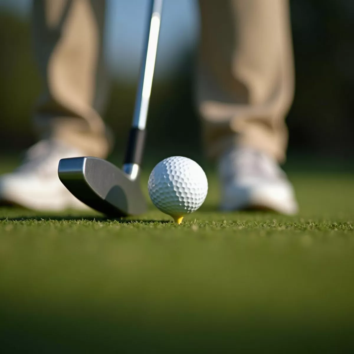 Close-Up Of Golf Ball And Putter