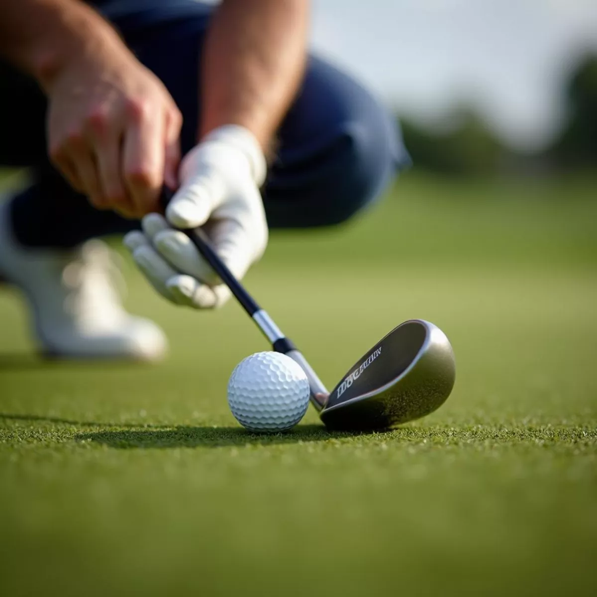 Golfer Preparing To Tee Off