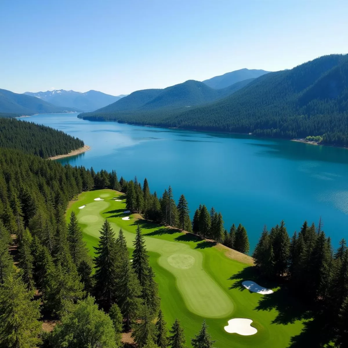 Scenic golf course on the shore of Lake Coeur d'Alene