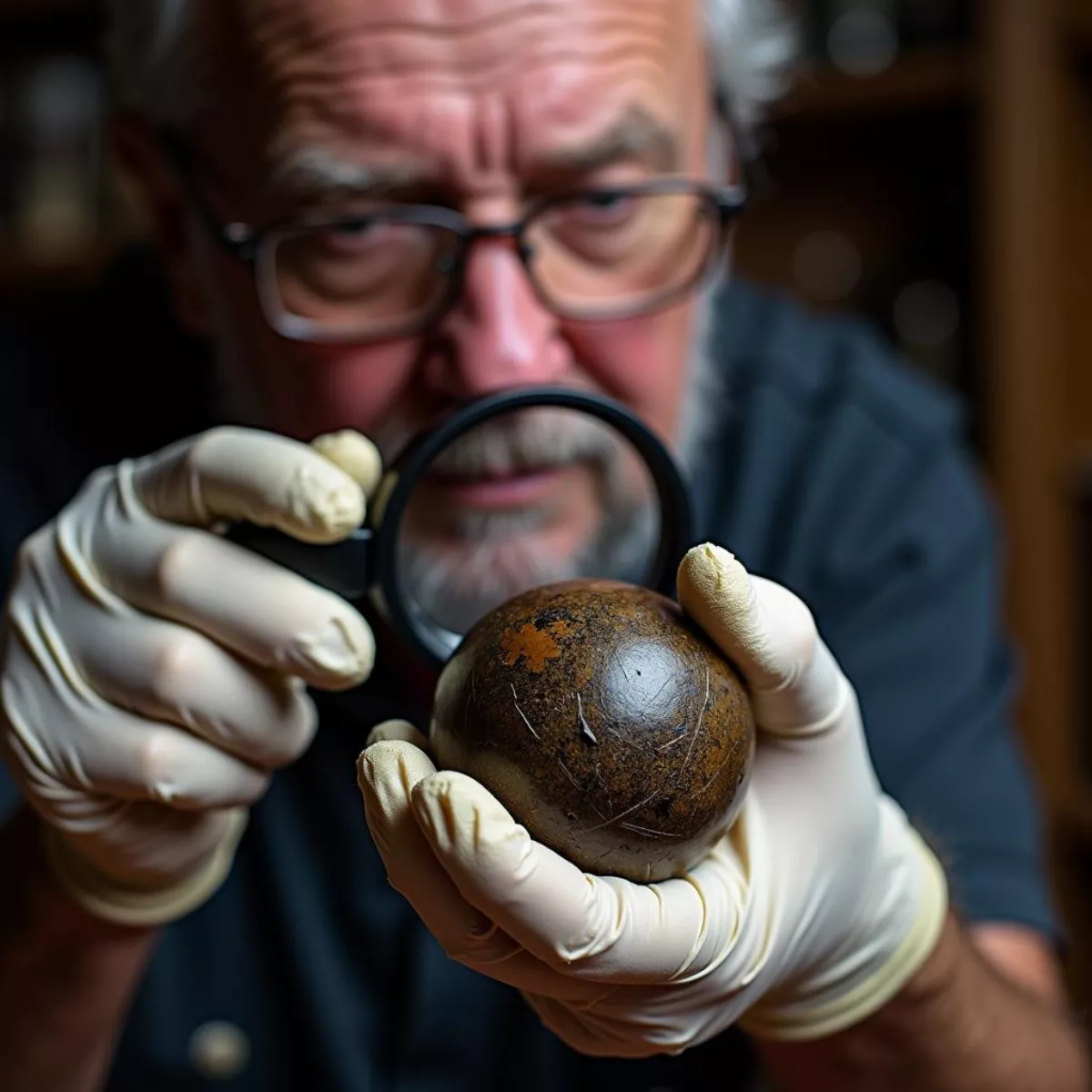 Collector Examining Cannon Ball