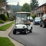 Compact Golf Cart in Residential Area