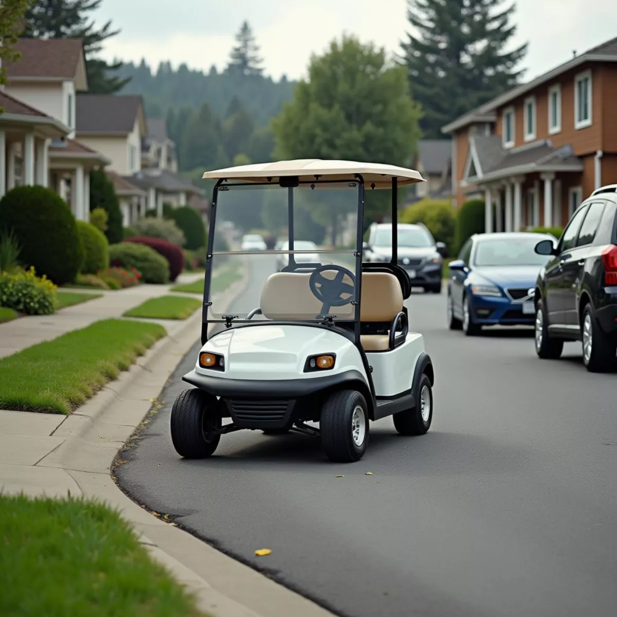 Compact Golf Cart In Residential Area