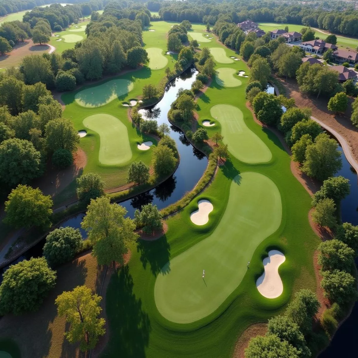 An Overhead View Of A Challenging Hole At Copper Creek Golf Club