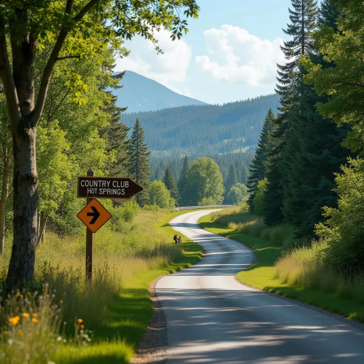 Country Road Leading To Hot Springs