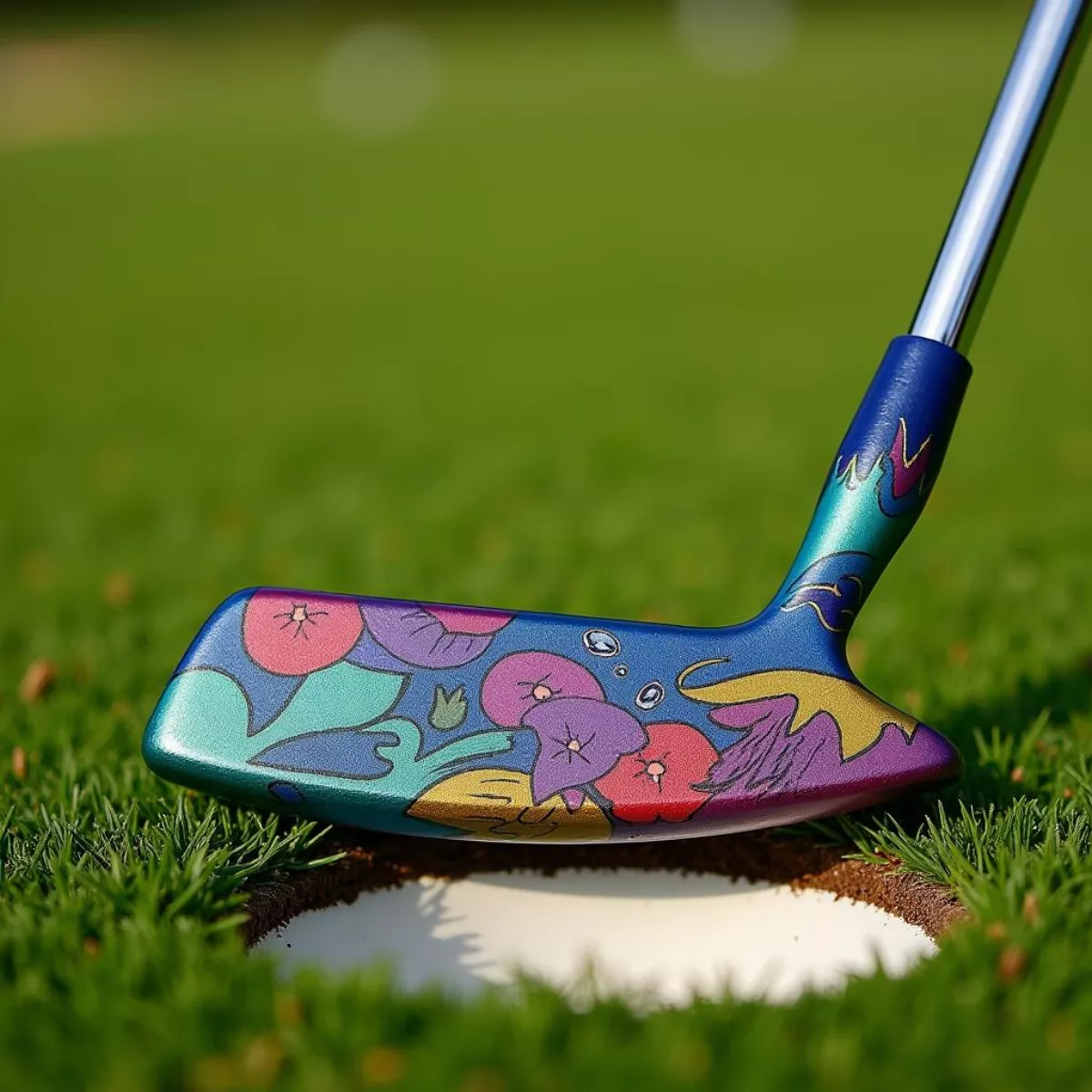 Custom Painted Golf Putter On Grass